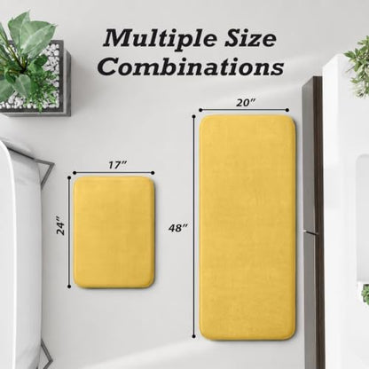 HUXMEYSON Bathroom Rugs Sets 2 Piece, Non-Slip & Quick Dry Bath Mat Set, Ultra Soft Velvet Bath Rugs for Bathroom, Toilet and Shower Floor, Yellow