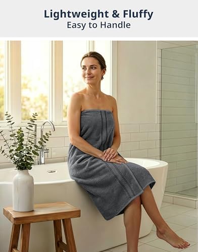 LANE LINEN Oversized Bath Sheets Set Absorbent Quick Dry 4 Pack - Cool Grey
