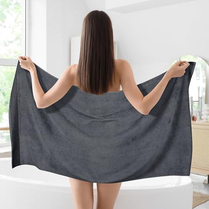 Belizzi Home Cotton 2 Pack Oversized Bath Sheet 35 x 70, Large Bath Sheet, Ultra Absorbent, Compact, Eco-Friendly and 100% Recyclable, Quick Drying and Lightweight Towel - Charcoal Grey