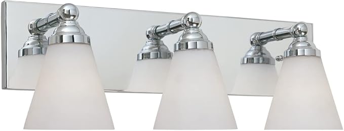 Designers Fountain 3-Lights Hudson Vanity Light Fixture, 21.75 Inch Wall Mount Sconce for Bathroom, Bedroom or Mirror, Chrome, 6493-CH