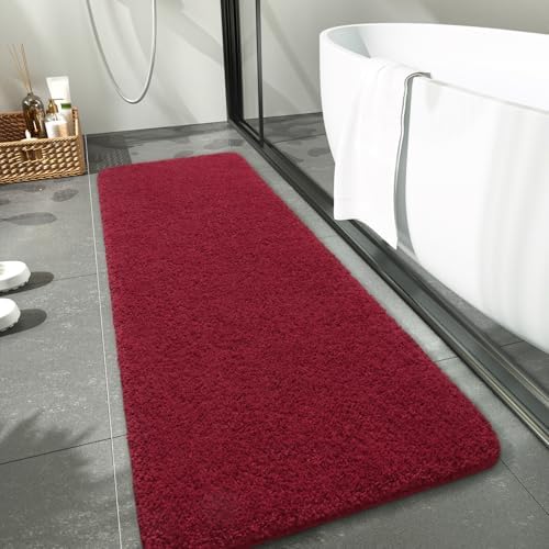LOCHAS Bathroom Rug Runner 24x70 Inch, Bath Rugs Non Slip, Red
