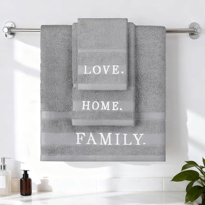 Hahafelt Decorative Bathroom Towel Set, Grey, Home Love Family
