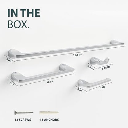 Mega Handles Bathroom Accessory Set Polished Chrome - 4-Piece, Towel Bar