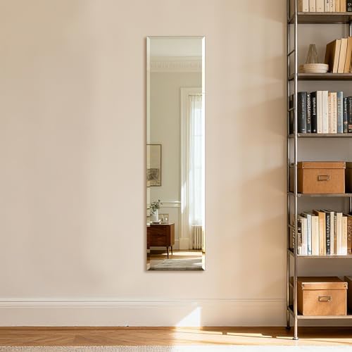 Frameless Full Length Mirror for Wall, 48x12 Inch Bathroom Vanity Mirror