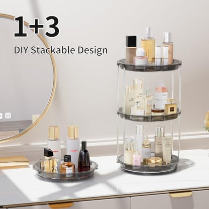 Rotating Makeup Organizer, Perfume Skincare Holder, 2 Tier 9 Inch, Gray