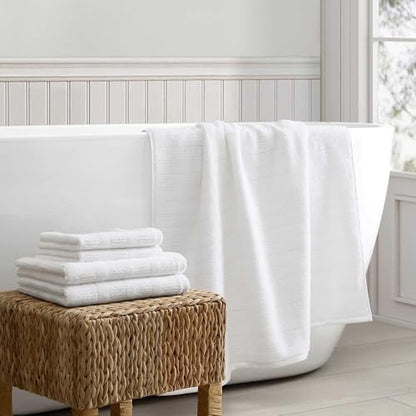 Martha Stewart - Cotton Bath Towel Set, Soft & Absorbent Towels, 6 Pack