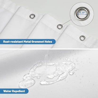 1 Pack Water-Repellent Fabric Shower Curtain Liner, 60x72 White