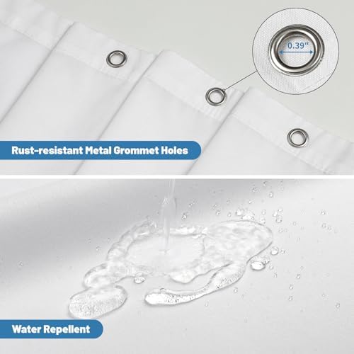 2 Pack Water-Repellent Fabric Shower Curtain Liner, 48x72 White
