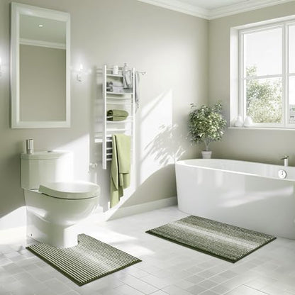 BSICPRO Bathroom Rugs Sets 2 Piece, 32"x20" + U-Shaped 24"x20", Sage