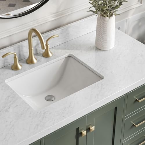 ARIEL Cambridge 48-inch Bathroom Vanity with Sink,Solid Wood, 1.5-inch Italian Carrara Marble Countertop, Single Rectangular Porcelain Sink, 2 Soft Closing Doors, 9 Dovetail Drawers, Vintage Green