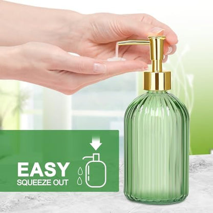 Haturi Glass Bathroom Accessories Set, Green Bathroom Set, 4 Pcs