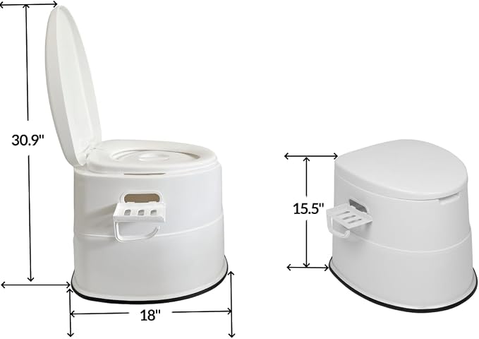 Convenient White Portable Toilet,Outdoor Indoor porta potty | Removable Inner Bucket, Removable Toilet Paper Holder, Simple Install Design,Portability for Camping, RV, Travel,Beach,Boat