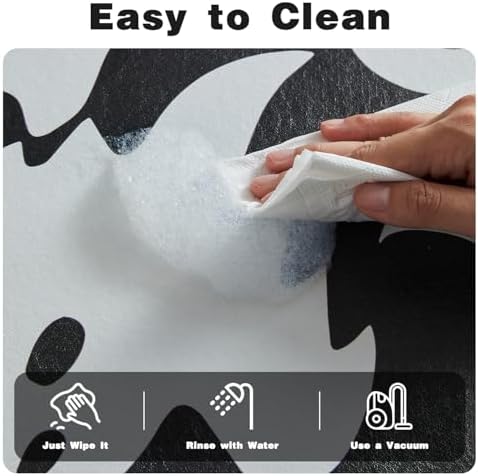 TYUU Thin Halloween Bath Mat, Non-Slip Washable, 17x30 Black Ghosts