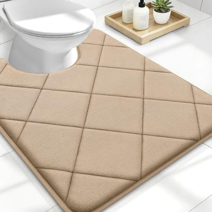 OLANLY Memory Foam Toilet Rugs U-Shaped 24x20, Ultra Soft and Absorbent