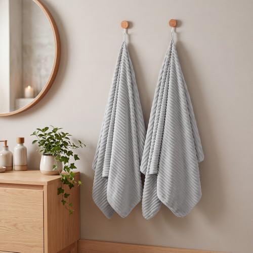 REDKISS Gray Bath Towels Set 6 Piece - Microfiber Bathroom Towels of 6 Large, Highly Absorbent Bath Towel, Soft Shower Towel for Bathroom, Hotel 2 Bath Sheet 2 Hand Towel 2 Washcloths