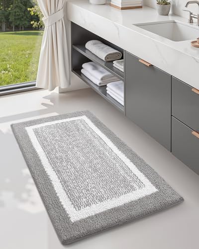 Color&Geometry 16"x24" Small Bath Mats for Bathroom Simple and Stylish,Gray