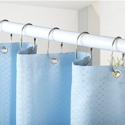Goowin Shower Curtain Rings, 12 Pcs Shower Curtain Hooks, Oval Snap Shower Rings for Curtain, Metal Shower Curtain Rings Rust Proof, Glide Smoothly Shower Hooks for Shower Curtain Rod (Nickel)