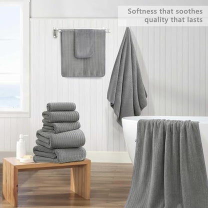 2 Piece Hand Towel Set 16"x31",Ultra Soft Bathroom Towel with Hanging Loops,100% Microfiber Towel Set,Highly Absorbent Quick Dry Hand Towel for Daily Use,Grey Towel for Bathroom,Hotel,Shower,Spa