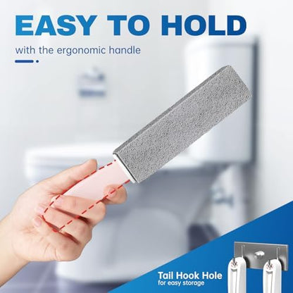 Vacplus Toilet Brush, 2 Pack, 100% Pumice Stone, Long Handle