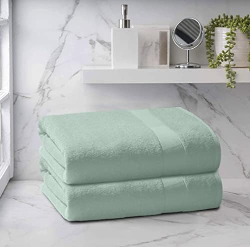 Belizzi Home Premium Cotton Oversized 2 Pack Bath Sheet 35x70-100% Pure Cotton - Ideal for Everyday use - Ultra Soft & Highly Absorbent - Machine Washable - Sea Green