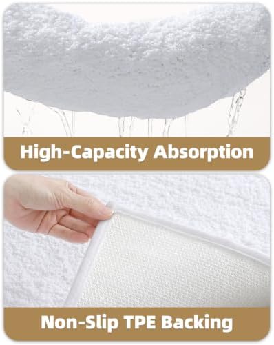 Color&Geometry White Bathroom Rugs, 24"x43" Non Slip Bath Runner Rug