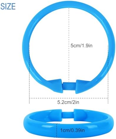 Blue Shower Curtain Hooks - 12 Pcs Circular Plastic Shower Curtain Rings for Bathroom - O Shaped Blue Shower Hooks Rings for Shower Curtain Rod