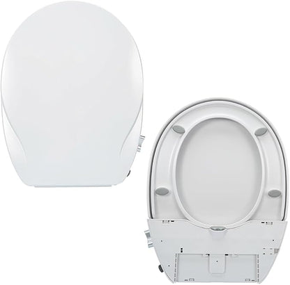 Non-Electric Bidet Toilet Seat Attachment with Dual Nozzles, Quiet Slow Close Toilet Seat, Adjustable Water Pressure, Easy Installation (Round)