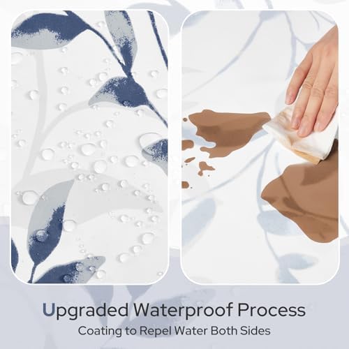 HOMEIDEAS Blue and White Botanical Shower Curtain 72×72 Inches