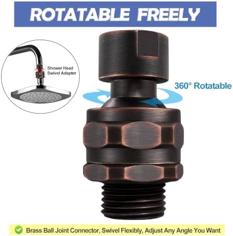 Shower Head Swivel Ball Adapter Brass Adjustable Shower Arm Connector Universal Showering Component Shower Arm Extension- Oil-Rubbed Bronze