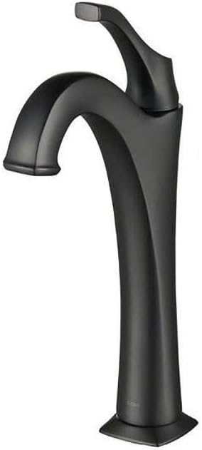 KRAUS KBF-1201MB Arlo Single Handle Basin Bathroom Faucet with Lift Rod Drain and Deck Plate, Matte Black