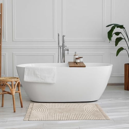 KIBAGA Boho Bathroom Rug with Tassels - Soft Non-Slip Cotton Mat, 2x4.3 ft