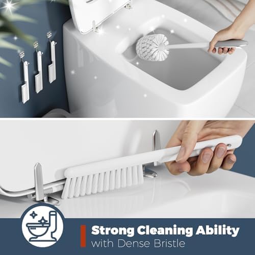 Holaloha Toilet Brush and Holder Set, Space Saving, 3 Pack, White
