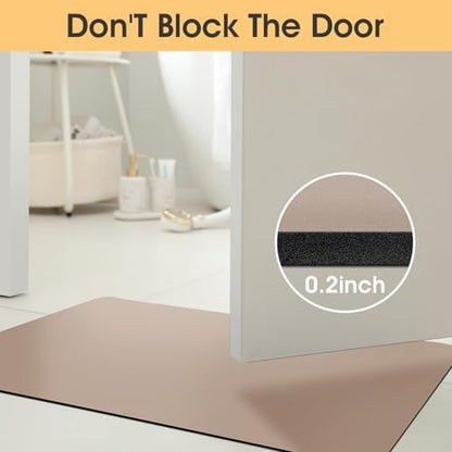 ACCUMTEK Non Slip Bath Mat, Thin Bathroom Rugs Fit Under Door, Quick Dry Bath Mats, Machine Washable Bath Rugs for Bathroom, Bathtub & Kitchen, Bathtub & Kitchen, Taupe/Solid/32 x20