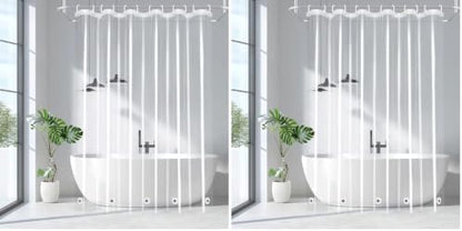 EurCross 9G Clear Shower Curtain Liner 72 x 78 inches Long with 5 Magnet Weights, Heavy Duty Weighted Premium PEVA Plastic Shower Curtain Liner for Bathroom, Without Hooks (Pack of 2)