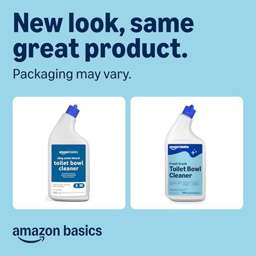 Amazon Basics Toilet Bowl Cleaner with Cling Action Formula, Bleach, Fresh Scent, 24 Fl Oz, Pack of 2, Packaging May Vary