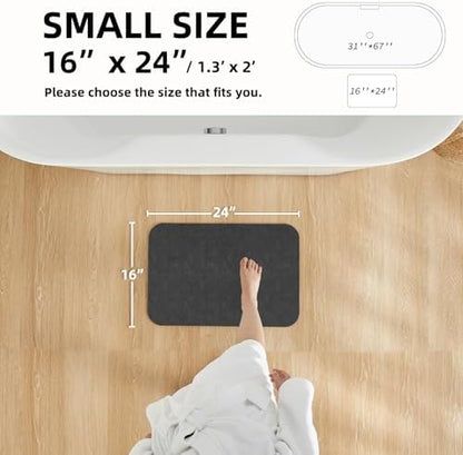 TYUU Thin Bath Mat, Small Bathroom Rugs Non Slip Washable, 16x24 Dark Grey