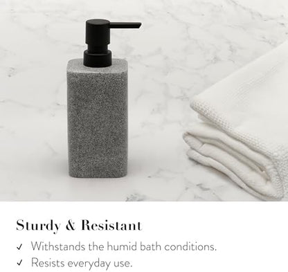 ZCCZ Bathroom Accessory Sets, 4 Pieces Bathroom Accessories Complete Set Vanity Countertop Accessory Set, Includes Lotion Dispenser Soap Pump, Tumbler, Toothbrush Holder and Tray (Grey)
