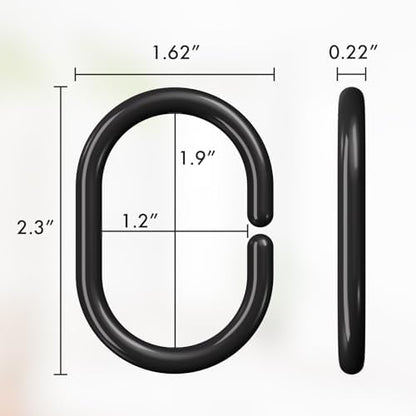 Amazer Black Shower Curtain Hooks Rings, 24 Pcs Plastic Shower Curtain Rings, Plastic Shower Curtain Hooks for Bathroom Shower Rod, Black Shower Hooks Rings Loops for Shower Curtain