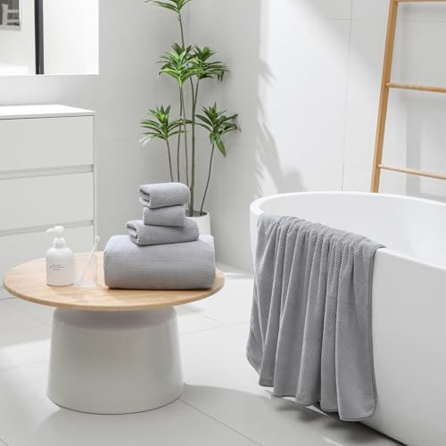 YTYC 39x78 Bath Sheets Set,Towels for Bathroom,Silver Grey,6-Pieces