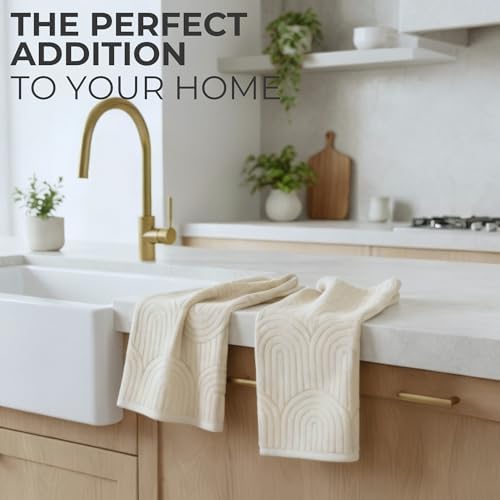 Decorative Hand Towels Set of 2 - Soft Boho Cotton for Bathroom or Kitchen