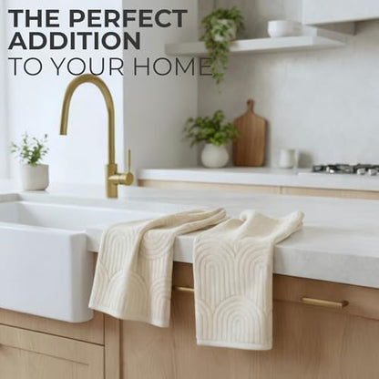 Decorative Hand Towels Set of 2 - Soft Boho Cotton for Bathroom or Kitchen