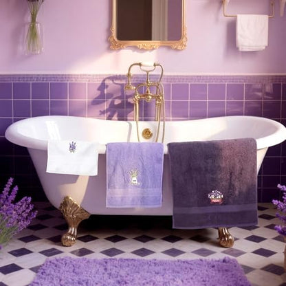 Peryiter 3 Pack Lavender Decorative Bath Towel Set