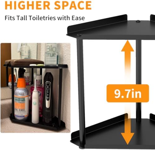 Jesginboo 2 Tier Bathroom Counter Organizer, Vanity Organizer Corner Shelf