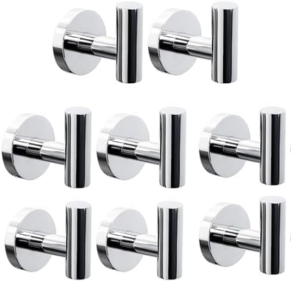 8 Pack Bath Towel Hooks, Wall Mount Towel Holder Chrome Finish Towel Rack, Heavy Duty Robe Coat Loofah Hooks for Shower, Kitchen,Hotel, Pool Tile, Brick Modern Style Decor Wall Hooks