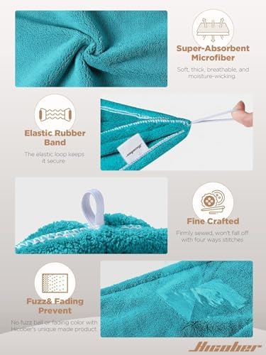 Hicober Microfiber Hair Towel Wrap for Women, Plum Navy Aqua Green, 3-Pack