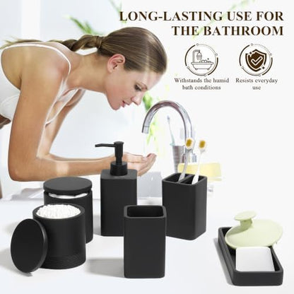 YMXYJM Bathroom Accessories Set, 6 Piece Soap Dispenser Set - Matte Black