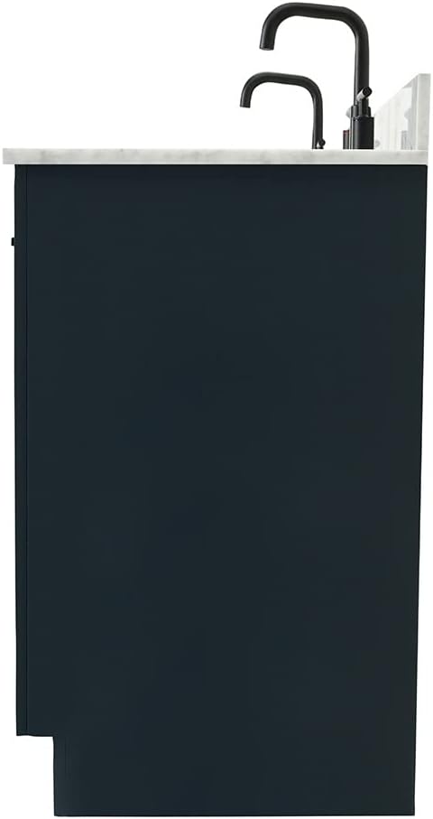 ARIEL Hepburn 60-inch Bathroom Vanity with Sink,Solid Wood, 0.75-inch Italian Carrara Marble Countertop, Double Rectangular Porcelain Sink, 4 Soft Closing Doors, 6 Dovetail Drawers, Midnight Blue