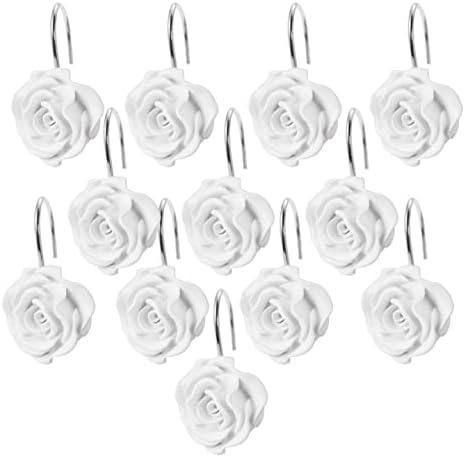 12PCS Rose Shower Curtain Hooks Anti Rust Decorative Shower Curtain Rings
