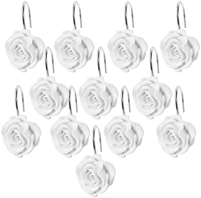 12PCS Rose Shower Curtain Hooks Anti Rust Decorative Shower Curtain Rings