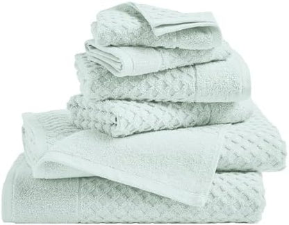 Great Bay Home Bath Towels - 100% Cotton 6 Piece Towel Set - Diamond Waffle Weave - Absorbent, Durable, Quick-Dry Towels for Bathroom (Pastel Blue)